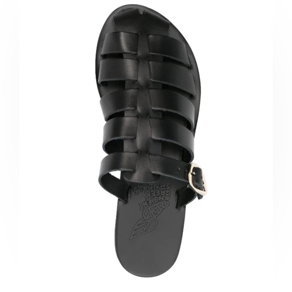 Ancient Greek Sandals Black Leather Sandals